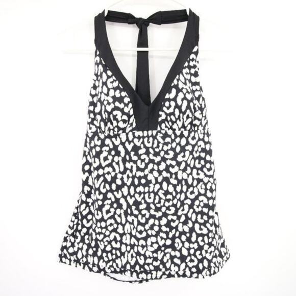 Lands' End Other - NWOT Lands End Black White Leopard Print Halter Neck Swim Tankini Top Size 8